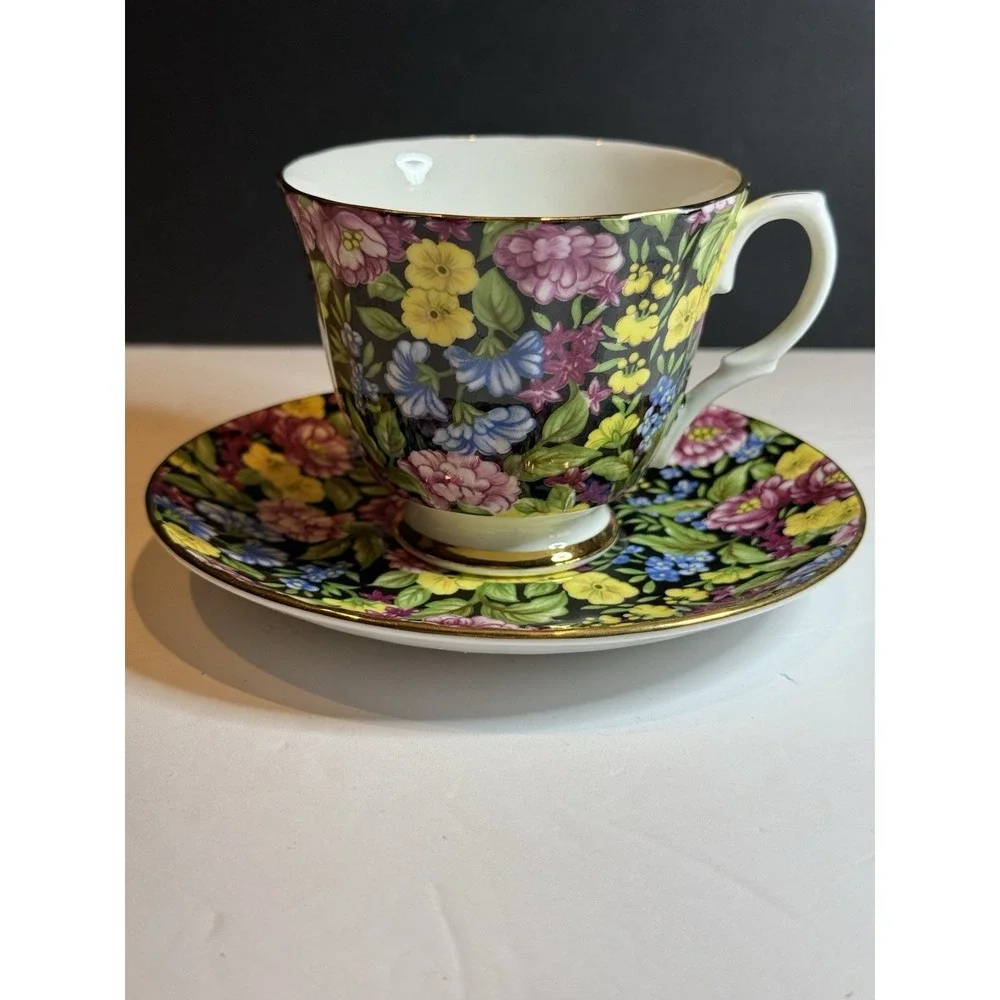 Bethany Fine Bone China Floral Chintz Tea Cup & Saucer Staffordshire England
